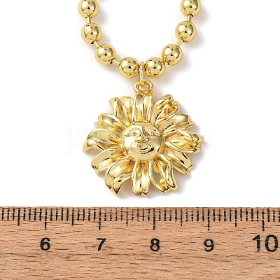 Brass Flower Pendant Ball Chain Necklaces NJEW-D348-01G-1