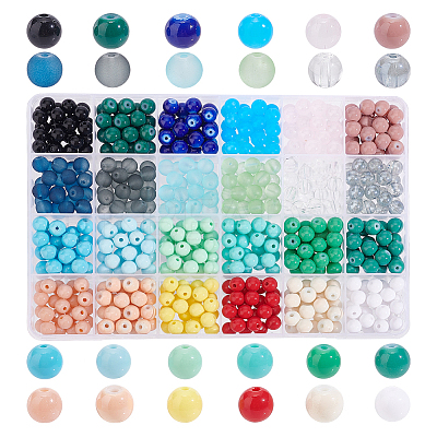 DIY 552~600Pcs 24 Style Round Beads Jewelry Making Finding Kit DIY-PH0013-59-1