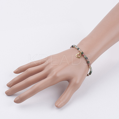 Natural Gemstone Beaded Stretch Bracelets BJEW-JB03543-1