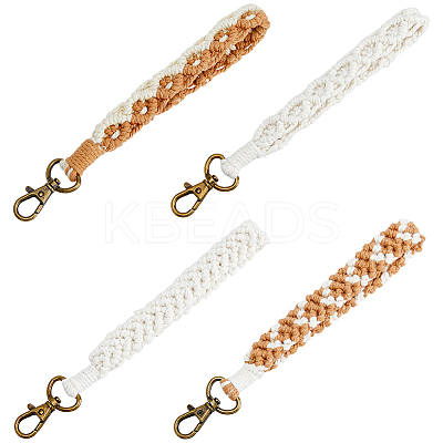 4Pcs 4 Style Cotton Linen Handmade Braided Wrist Lanyard Pendant Decorations KEYC-FH0001-35-1