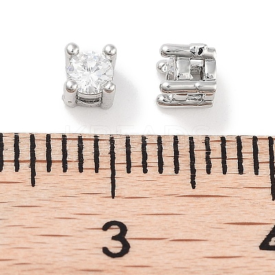 Brass Micro with Single Clear Zirconia Beads KK-C051-30P-1