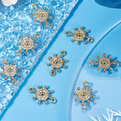 Long-Lasting Plated Brass Micro Pave Clear Cubic Zirconia Connector Charms KK-BBC0003-34-1