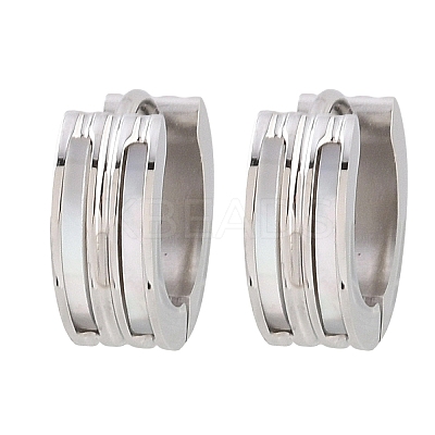 Stripe 304 Stainless Steel Shell Hoop Earrings for Women EJEW-L307-11P-1