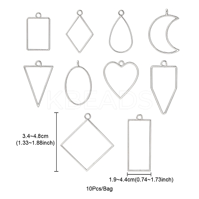 10Pcs Alloy Open Back Bezel Pendants PALLOY-YWC0002-02P-1