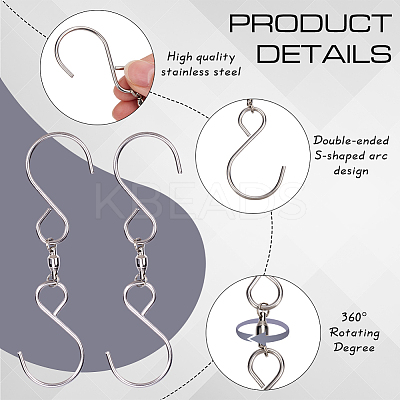 30Pcs Stainless Steel Spinning S Shaped Hooks AJEW-SP0001-43-1