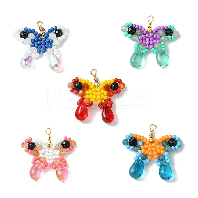 Beaded Butterfly Charms PALLOY-MZ00430-1