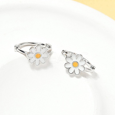 Daisy Brass Enamel Hoop Earrings for Women LS-EJEW-G434-02P-1