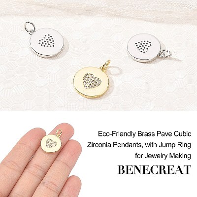 4Pcs 2 Colors Eco-Friendly Brass Micro Pave Cubic Zirconia Pendants ZIRC-BC0001-04-1
