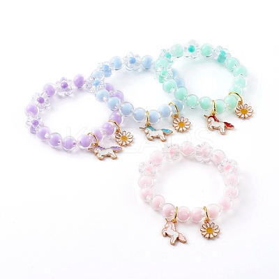 Transparent Acrylic Stretch Charm Bracelets for Kids BJEW-JB06167-1