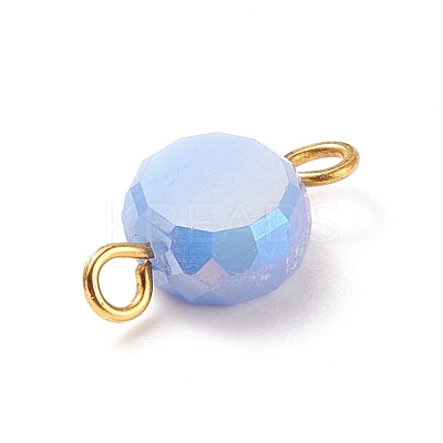 Electroplate Opaque Glass Connector Charms PALLOY-JF01537-1
