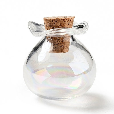 Lucky Bag Shape Glass Cork Bottles Ornament AJEW-A039-02K-1