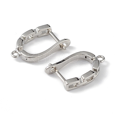 Brass Hollow Out Rectangle Hoop Earring Findings ZIRC-L097-058P-1