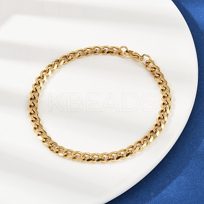 201 Stainless Steel Cuba Chian Bracelet for Men BJEW-B138-07G-1
