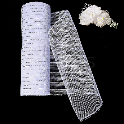 Deco Mesh Ribbons OCOR-WH0110-09B-1