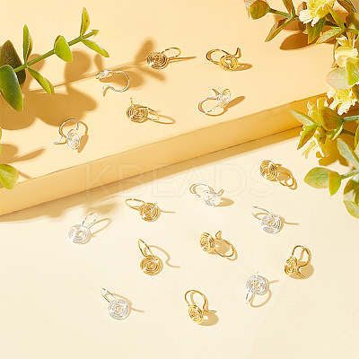 60Pcs 2 Colors Brass Spiral Clip-on Earrings for Women FIND-DC0001-85-1