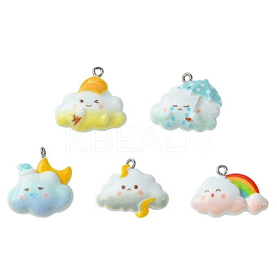 5Pcs 5 Colors Opaque Resin Pendants RESI-FS0001-67B-1
