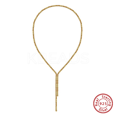 Adjustable 925 Sterling Silver Round Column Magnetic Beaded Necklaces for Women NJEW-A048-03G-1