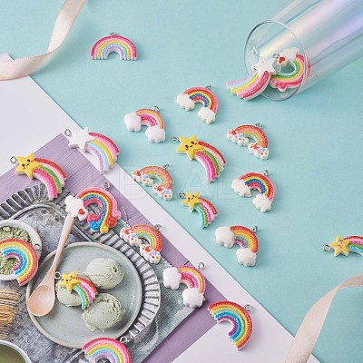 36 Pieces 12 Styles Glitter Powder Rainbow Pendants JX250A-1