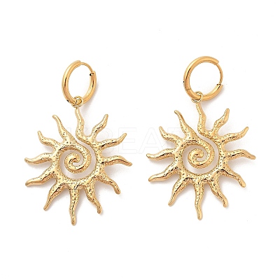 304 Stainless Steel Sun Hoop Earrings EJEW-M073-01G-1