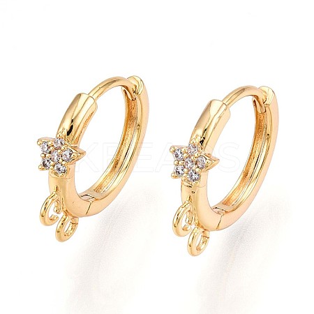 Brass Micro Pave Cubic Zirconia Hoop Earring Finding KK-N261-46G-1