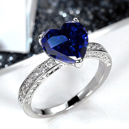 Brass Micro Pave Cubic Zirconia Finger Rings for Women FS-WGC99AF-15-1