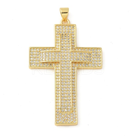 Brass Micro Pave Cubic Zirconia Pendants KK-U053-17G-01-1