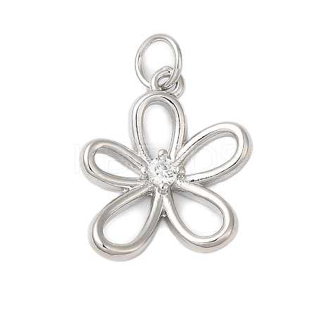 Rack Plating Brass & Clear Cubic Zirconia  Pendants KK-S372-18P-1