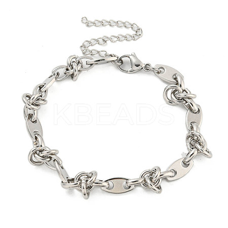 Non-Tarnish 304 Stainless Steel Oval Link Chains Bracelets for Men & Women LS-BJEW-D042-19P-1