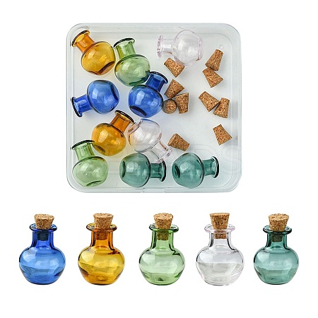 10Pcs 5 Colors Round Glass Cork Bottles Ornament GLAA-FS0001-73-1
