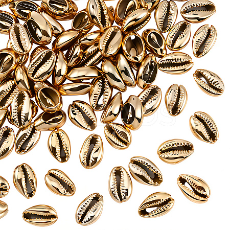 80Pcs Electroplated Natural Cowrie Shell Beads BSHE-LT0001-06G-1