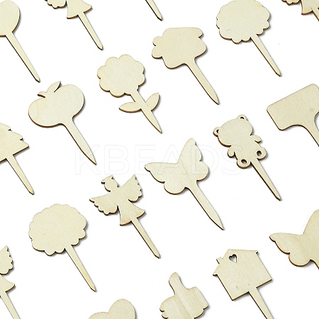 60Pcs 12 Styles Wood Pieces WOOD-CJ0002-05-1
