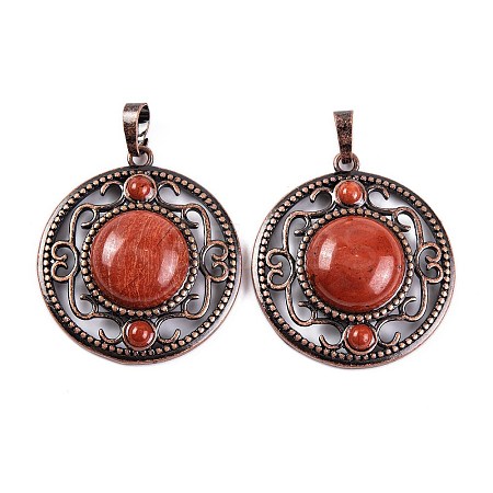 Natural Red Jasper Pendants G-Q158-03-13-1