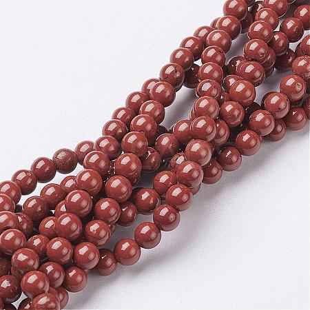 Natural Red Jasper Round Beads Strands GSR4mmC011-1