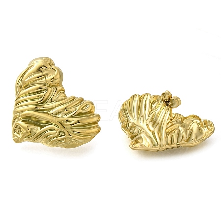 Ion Plating(IP) 304 Stainless Steel Heart Stud Earrings EJEW-I312-06G-1