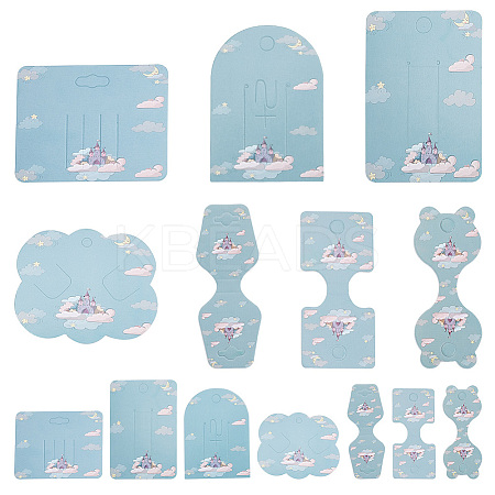 140Pcs 7 Styles Castle Theme Paper Hair Clip Display Cards CDIS-NB0001-38-1