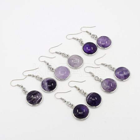Fashion Natural Amethyst Earrings EJEW-E003-1-1