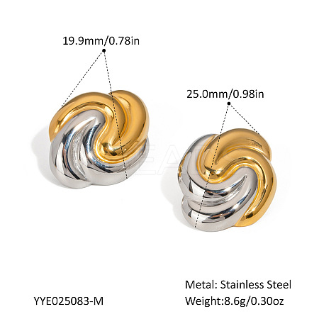 Stainless Steel Two Tone Stud Earrings MA4324-2-1