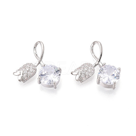 Brass Micro Pave Cubic Zirconia Pendants KK-T074-72P-01-1