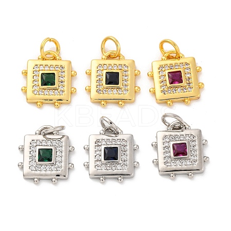 Brass Micro Pave Cubic Zirconia Charms KK-U033-02M-1