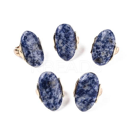 Natural Blue Spot Jasper Stretch Finger Rings RJEW-N055-01B-1