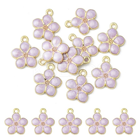 10Pcs Light Gold Plated Alloy Enamel Pendants ENAM-YW0002-15A-1