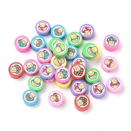 Printed Handmade Polymer Clay Beads CLAY-I016-08E-1