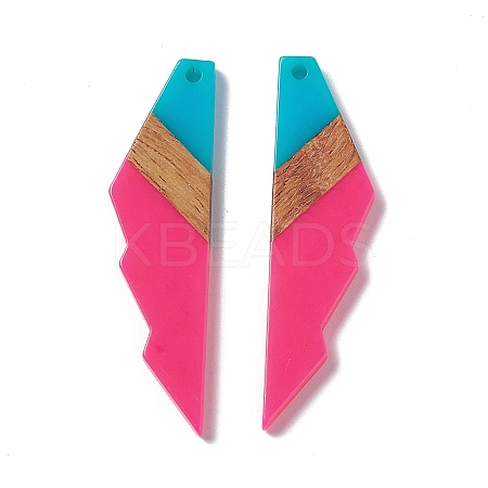 Opaque Resin & Walnut Wood Big Pendants RESI-M027-09K-1