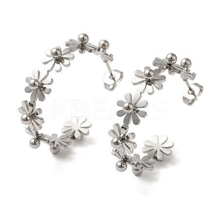 Non-Tarnish 304 Stainless Steel Flower Stud Earrings EJEW-K290-01P-1