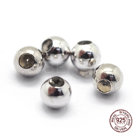 Anti-Tarnish Rhodium Plated 925 Sterling Silver Stopper Beads STER-I016-106B-P-1