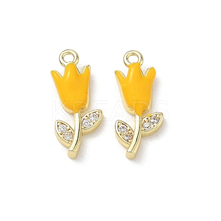 Brass Micro Pave Clear Cubic Zirconia and Enamel Charms KK-A300-22G-03-1