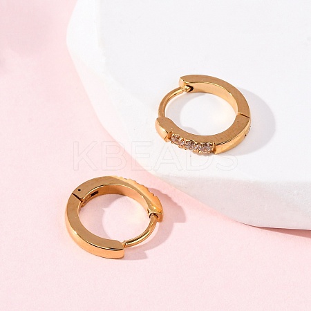304 Stainless Steel Clear Cubic Zirconia Hoop Earrings EJEW-D331-18B-G-1