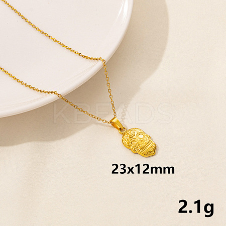 Minimalist Stainless Steel Skull Pendant Necklace for Women RX9725-10-1