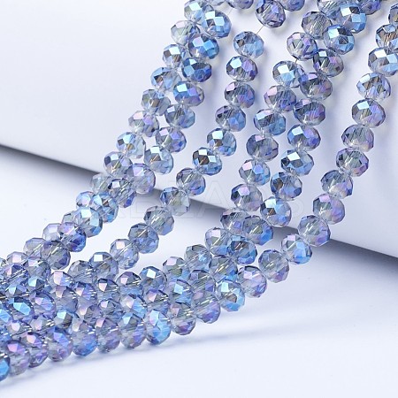 Electroplate Transparent Glass Beads Strands EGLA-A034-T4mm-Y02-1