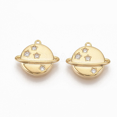 Brass Micro Pave Clear Cubic Zirconia Universe Space Charms ZIRC-Q021-022G-NF-1